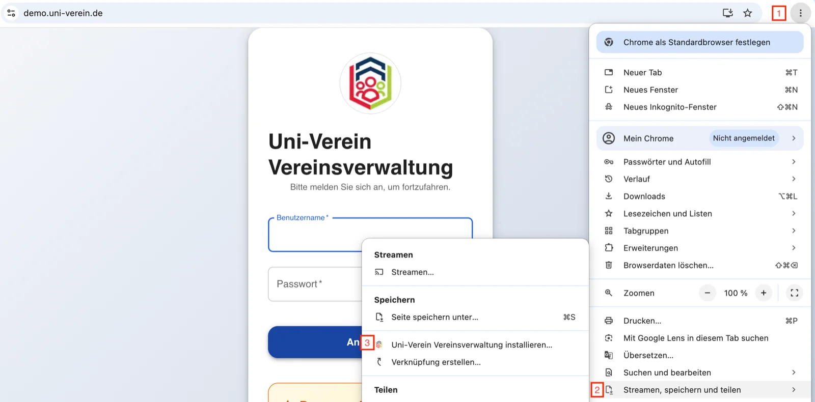 Screenshot Chrome-Installation