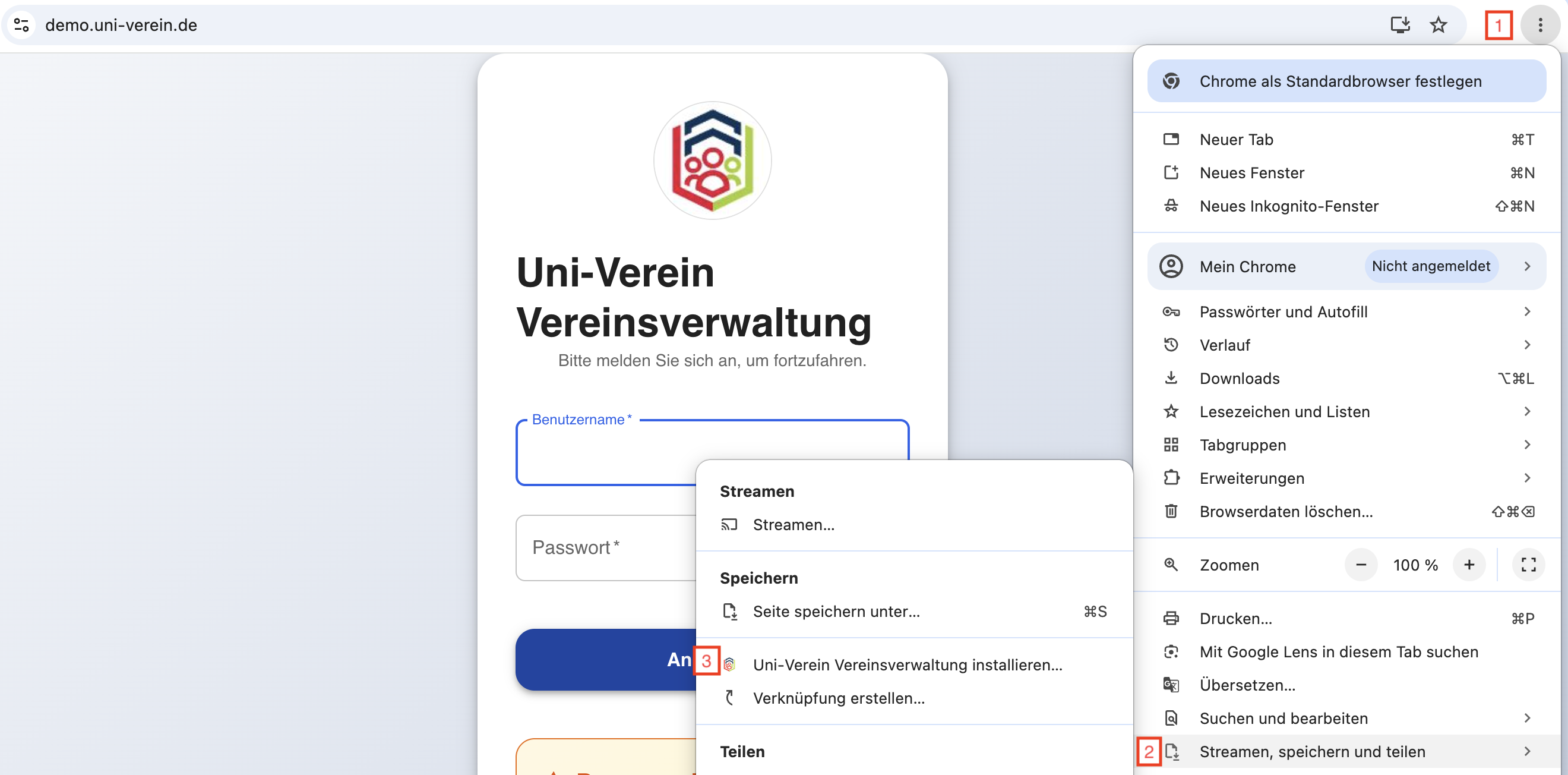 Screenshot Chrome-Installation