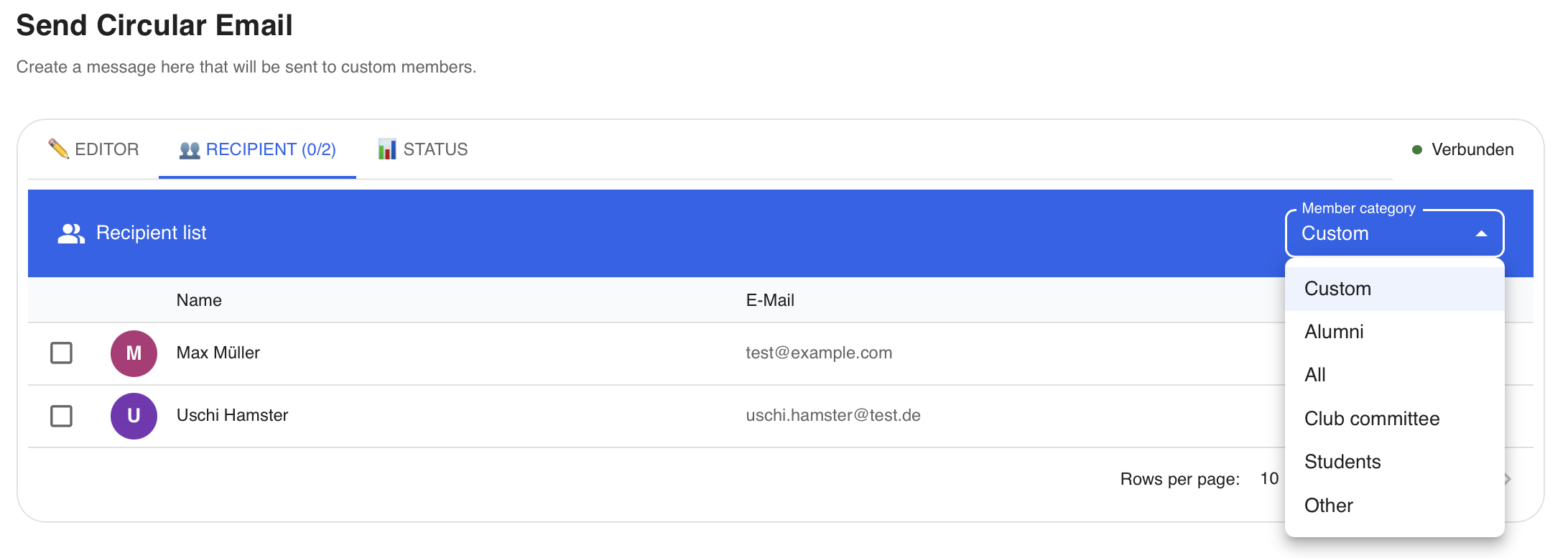 Screenshot broadcast_mail recipients
