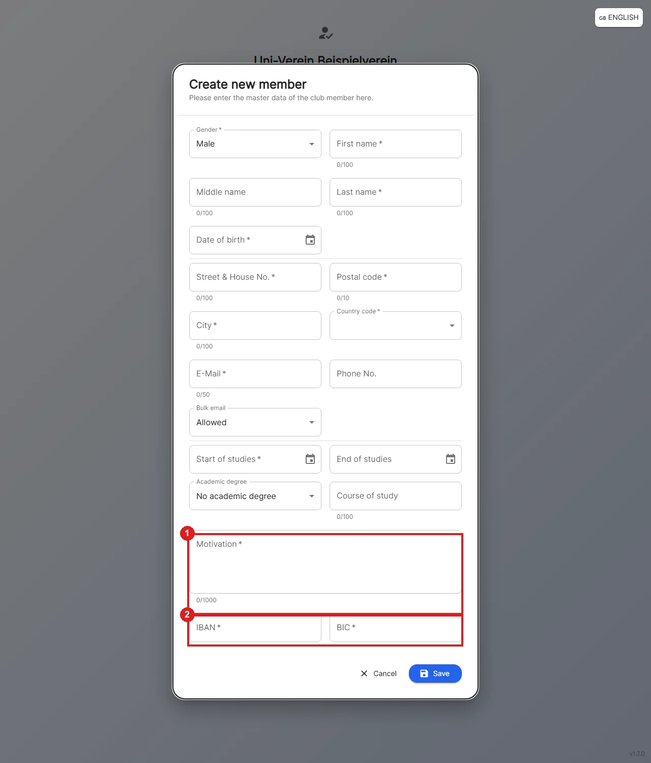 Screenshot public enrollment form